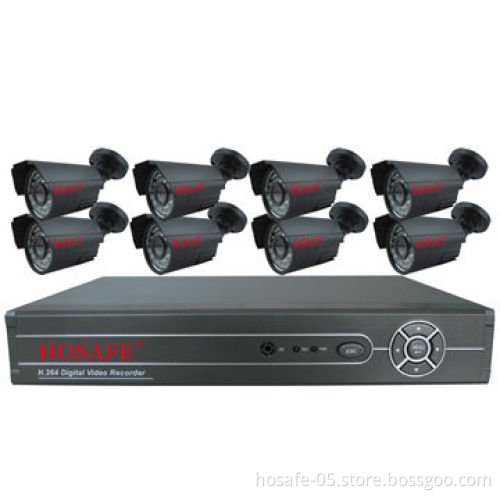 H.264 Network DVR Kit, Supports D1, 8-piece 1/4" CMOS 420TVL Water-resistant Camera, 20m